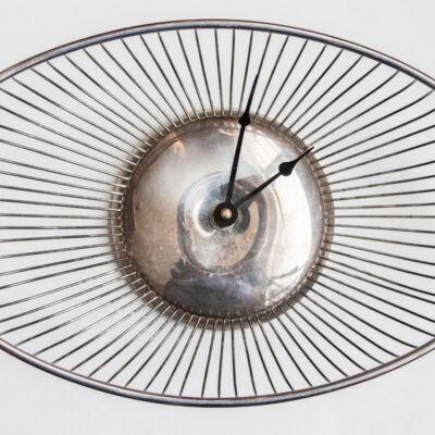 Antique oval silver plated brass dish clock